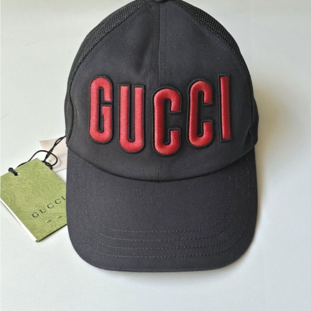 Brand new with box unisex Gucci Black and Red Cap size m 58 cm - Picture 1 of 6